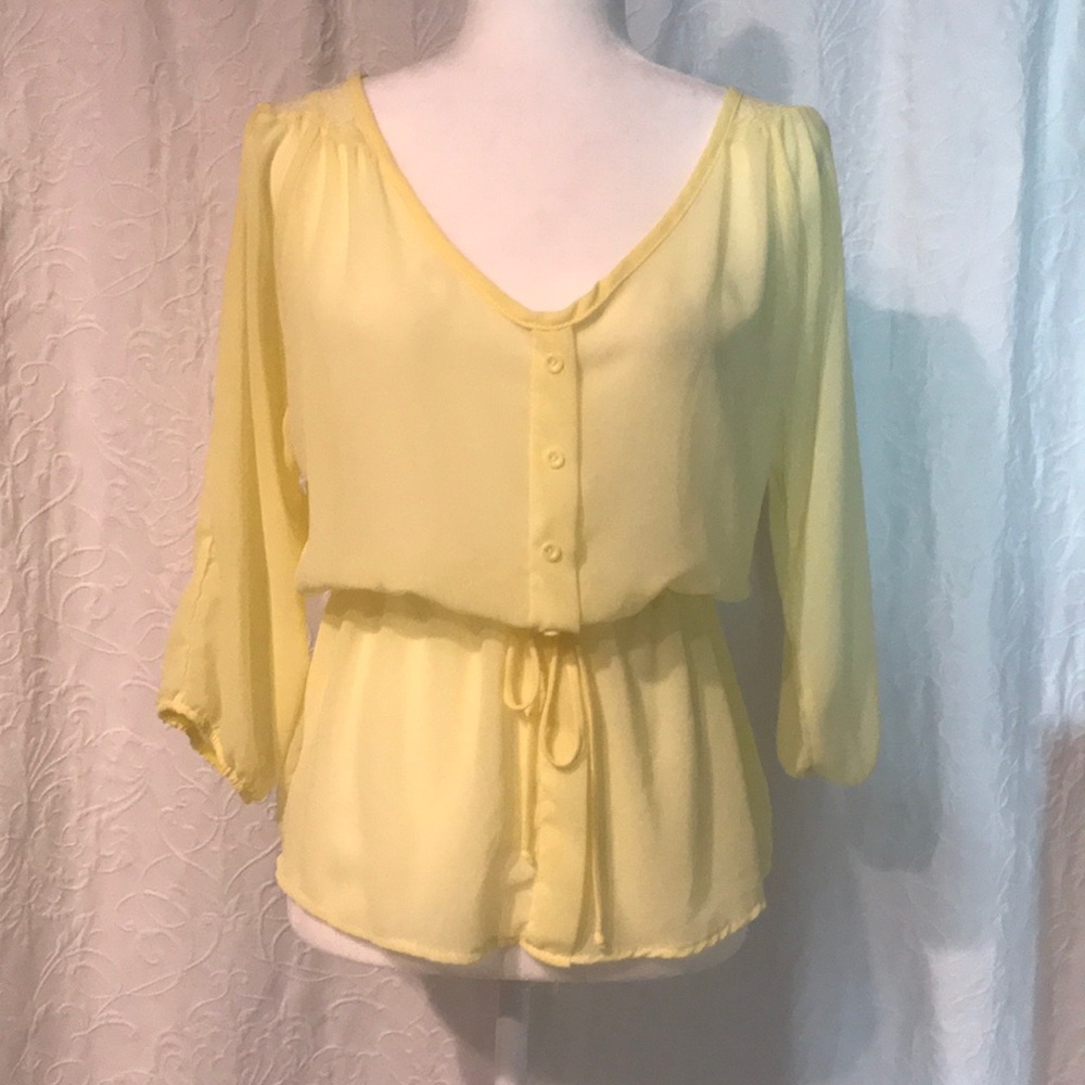 Bright Yellow Pastel Sheer Blouse